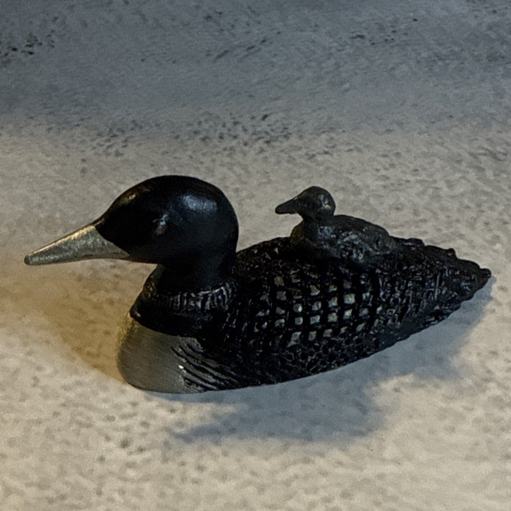 Pewter Loon And Baby Signed By Walker Boyle